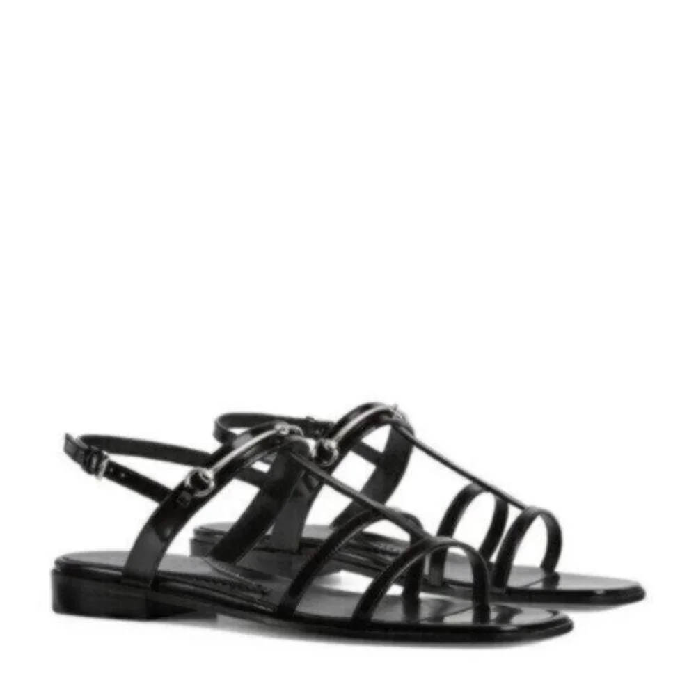 NIB Gucci Divine Horsebit Nero Black Caged Leather Slingback Sandals Size 7.5 - Picture 2 of 16